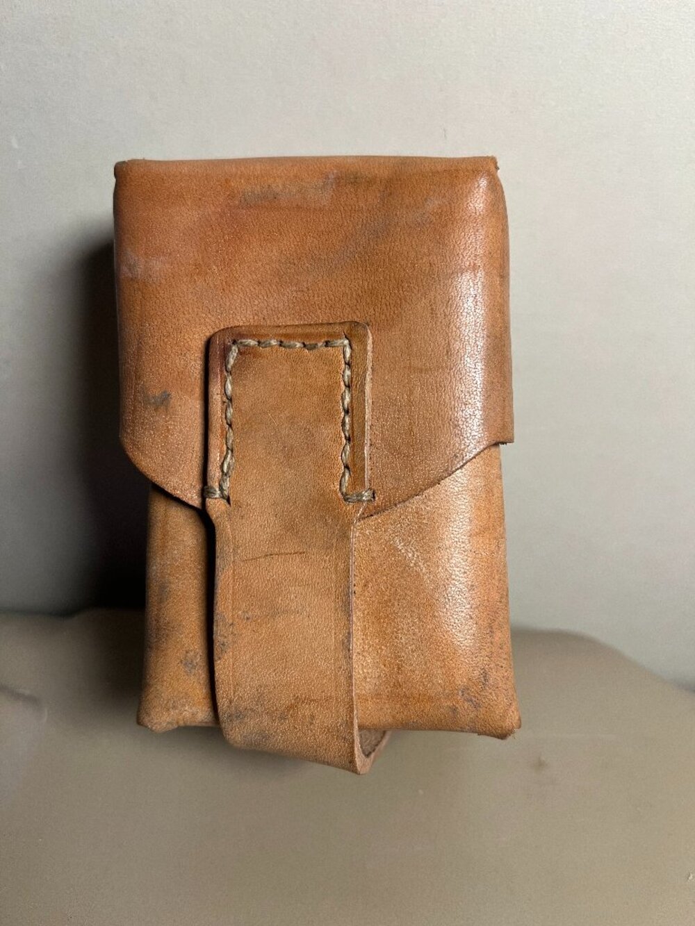 Serbian Army Mauser Rifle Cartridge Case Ammo Pouch Mag Brown Leather Belt Loops